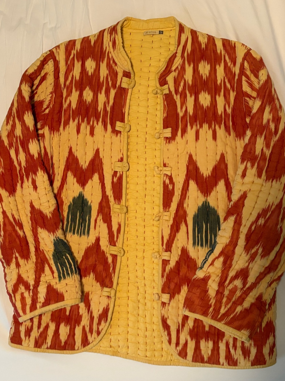 Matta Red and Yellow Patterned Quilted Jacket Size Small